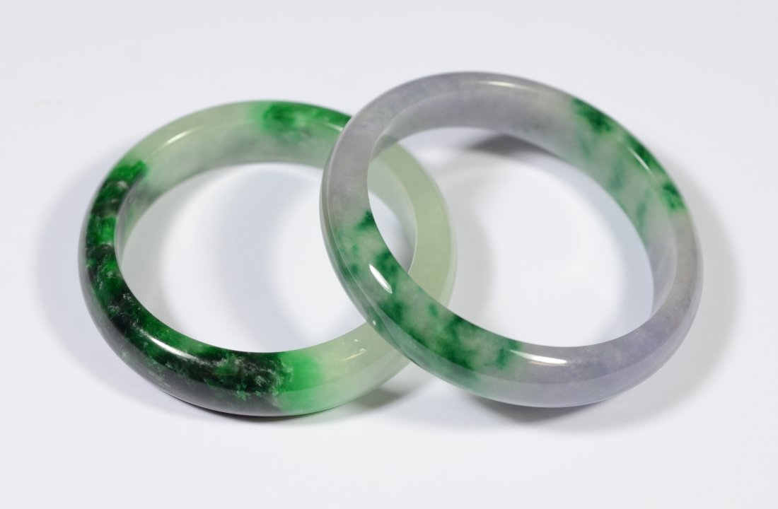 Two (2) Chinese carved jade bracelets, one with touches (1 of 1)