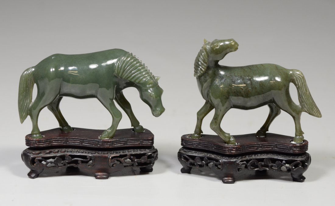Boxed set of 8 Chinese carved hardstone horses, custom (1 of 3)
