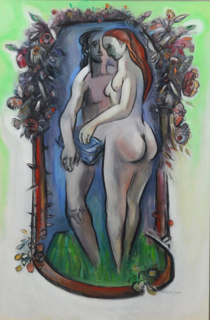 G Ralph Smith (1941 - 2010) gouache painting of nudes (1 of 2)