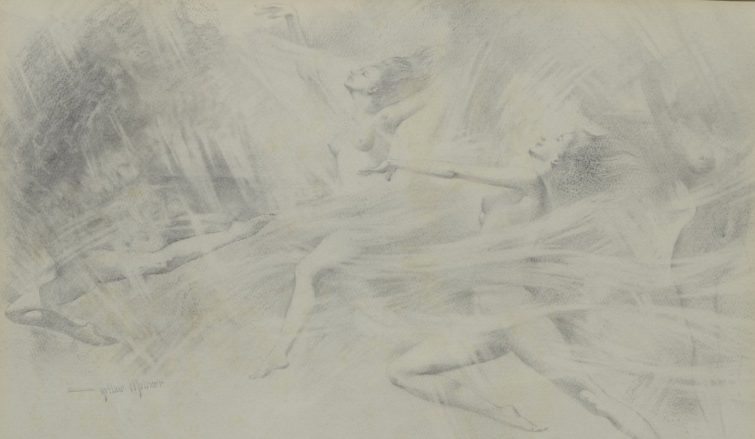 Arthur Meltzer (1893 - 1989) pencil drawing of female (1 of 5)