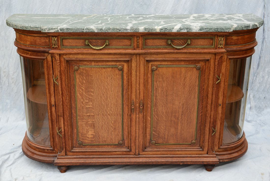 French green marble top oak sideboard, 2 drawers over 2 (1 of 5)