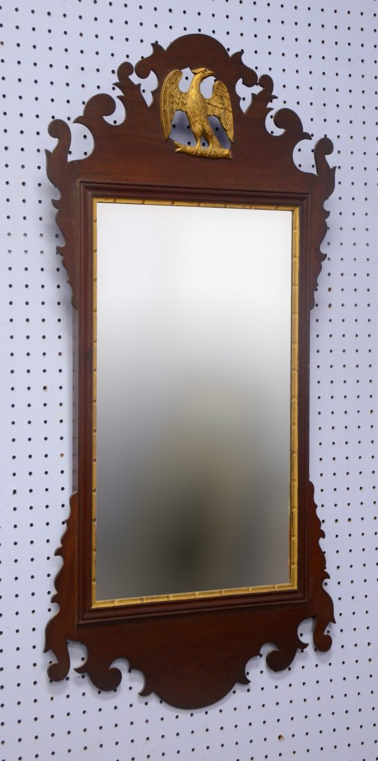 19th century Chippendale style mirror with gilt eagle (1 of 3)