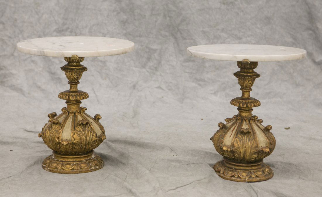 2 Palladio Carved and gilded Wood Italian marble top (1 of 8)