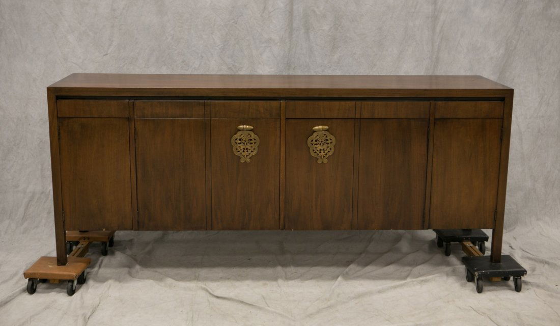 Johnson Furniture company Asian modern console, walnut (1 of 2)
