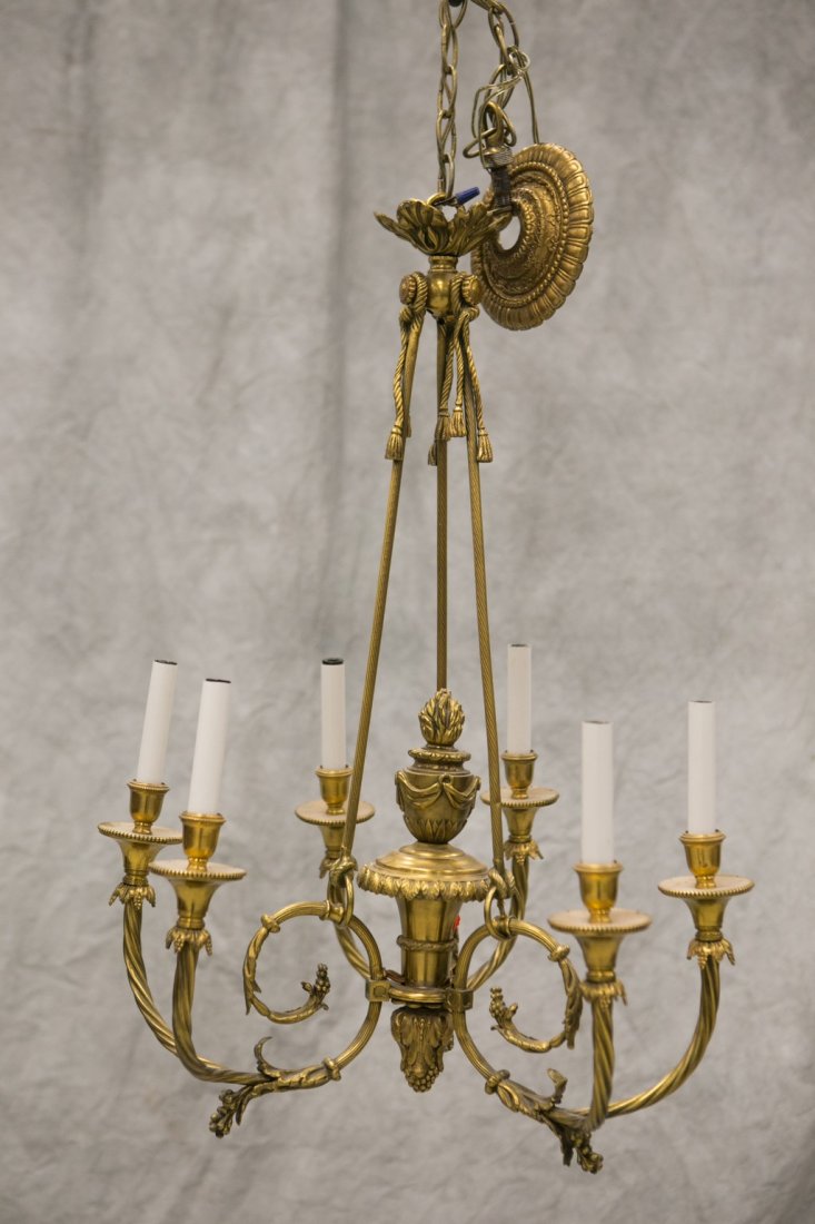 Vintage Louis XVI style gilt bronze chandelier , six (1 of 1)
