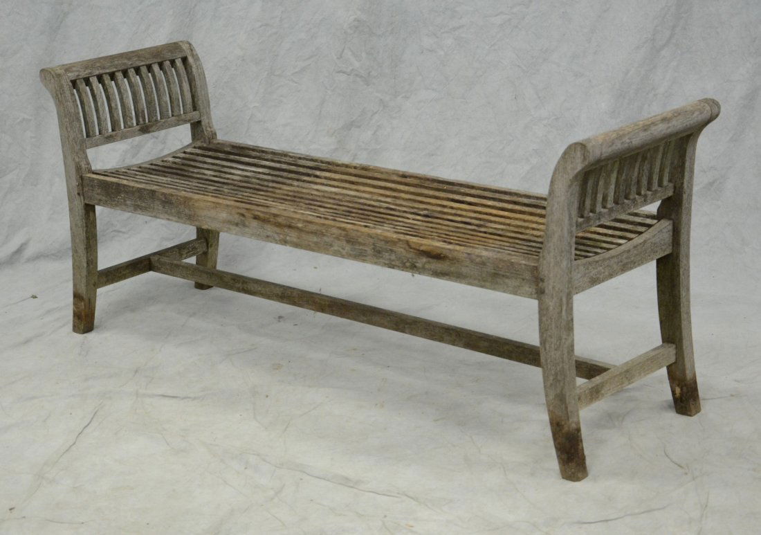 Asian teak slatted patio bench, solid teak, 26" x 61" x (1 of 1)