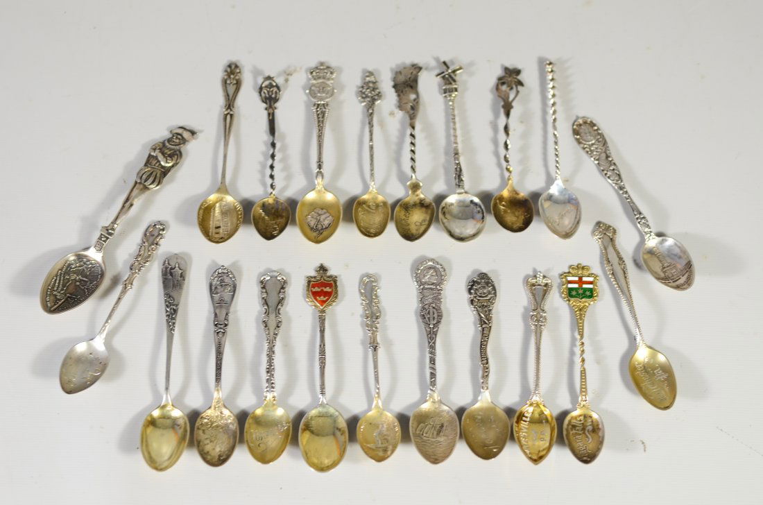 (21) ornate demitasse sterling silver souvenir spoons, (1 of 4)