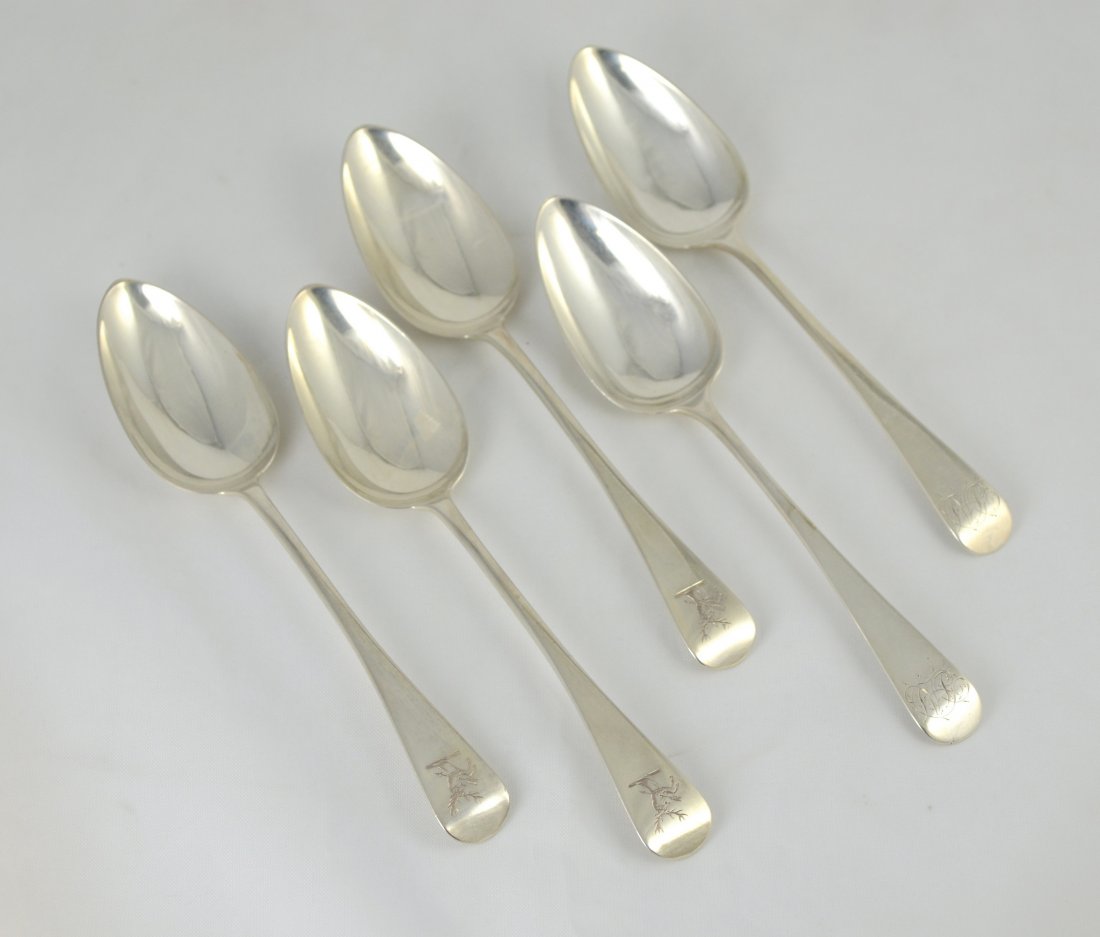 (3+2) George III silver tablespoons, London, c (1 of 3)