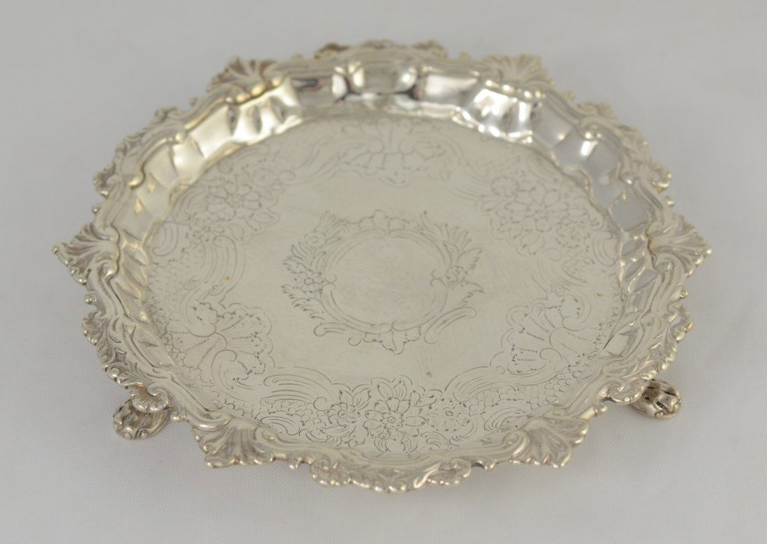 George II silver salver, London, c 1744, Robert (1 of 3)