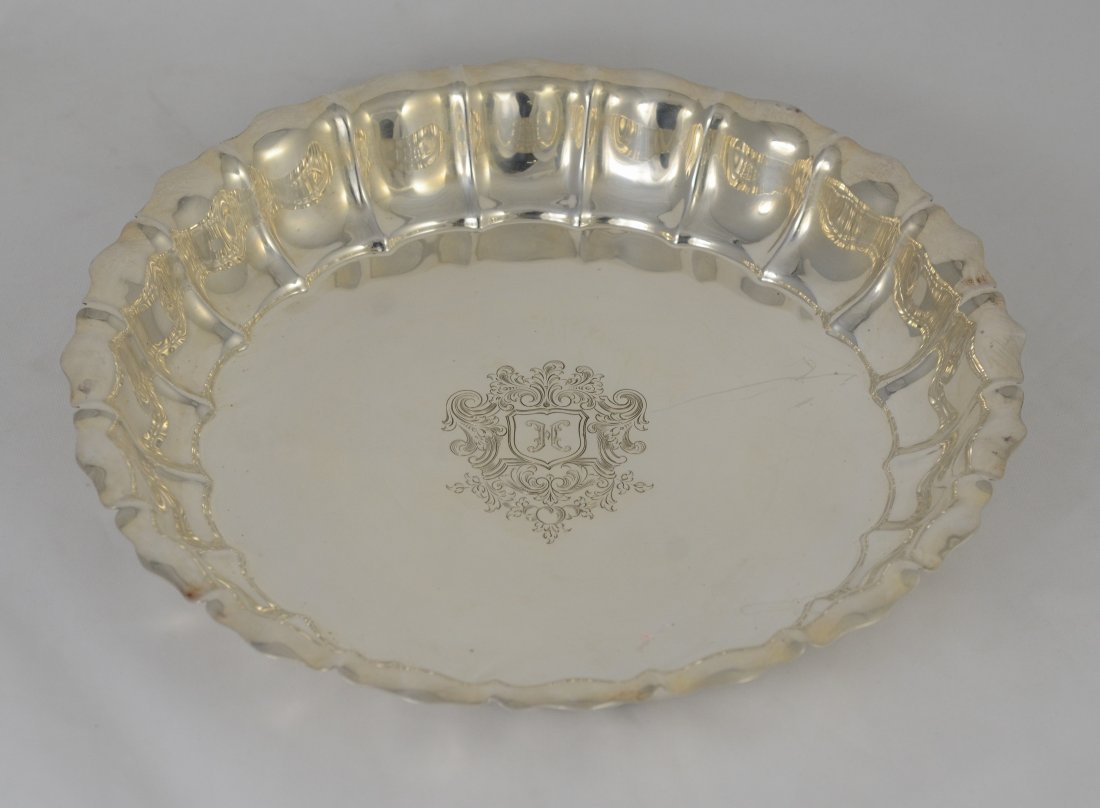 Gorham round sterling silver ribbed & paneled low bowl, (1 of 5)