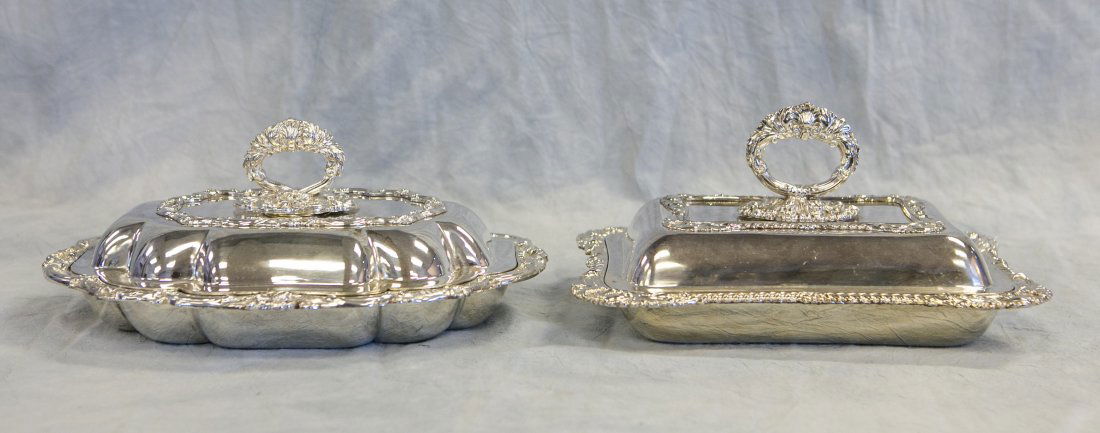 (2) Mappin & Webb plated silver covered dishes, 12", (1 of 7)