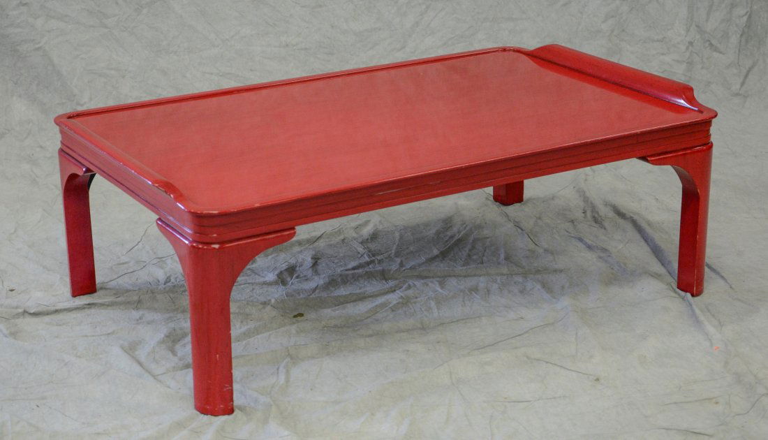 Red lacquered Asian style coffee table, 51" x 31" , 17" (1 of 2)