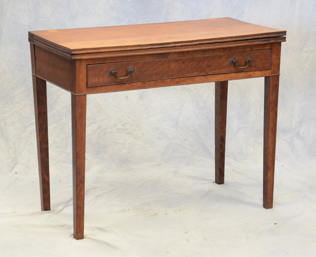 Cherry Hepplewhite rectangular gaming table, with (1 of 7)