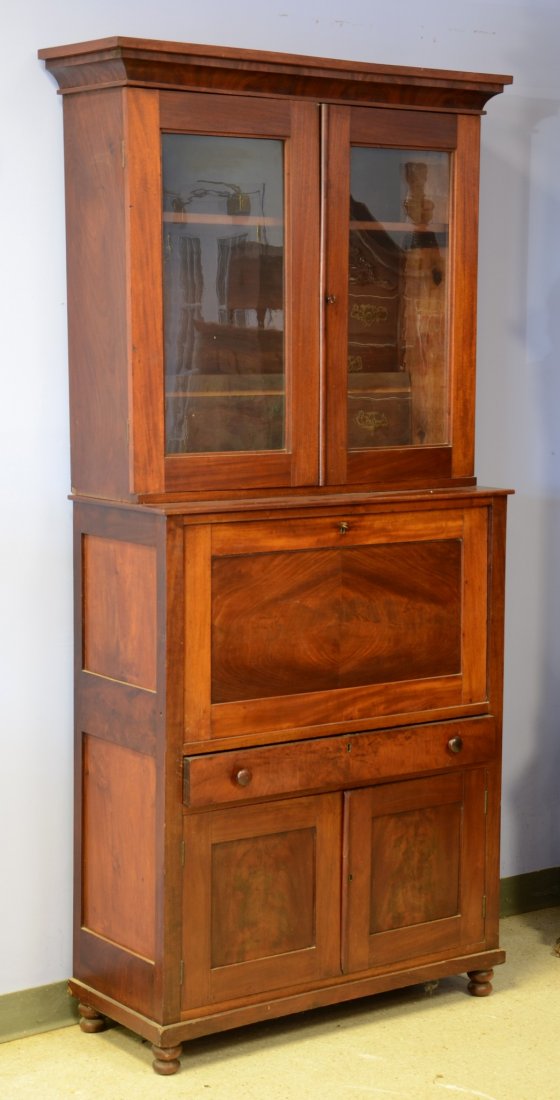Mahogany Federal vertical fall front bookcase top desk, (1 of 4)