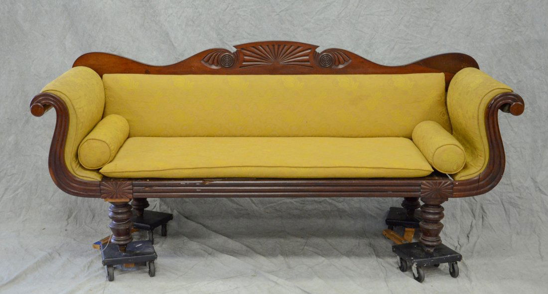 Carved mahogany Federal sofa, Caribbean origin, (1 of 4)