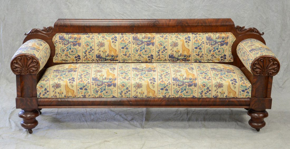 Carved mahogany American Federal sofa, shell carved (1 of 3)
