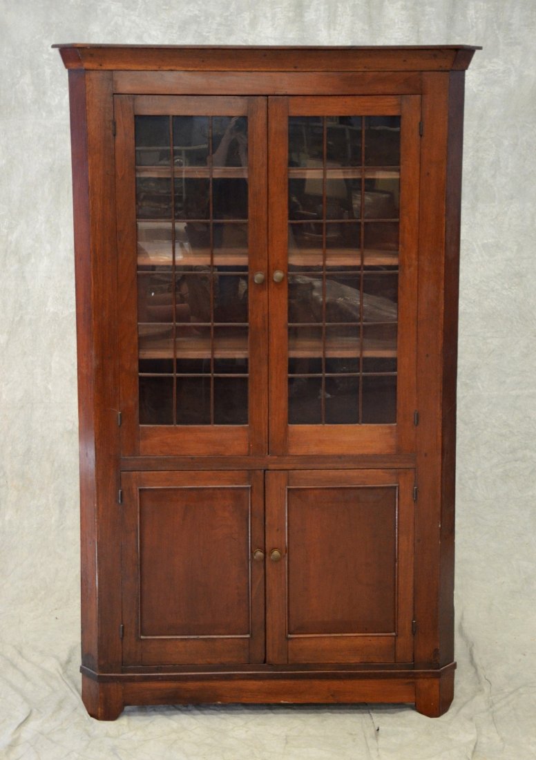 Walnut 1 pc Federal corner cupboard, top doors with (1 of 5)