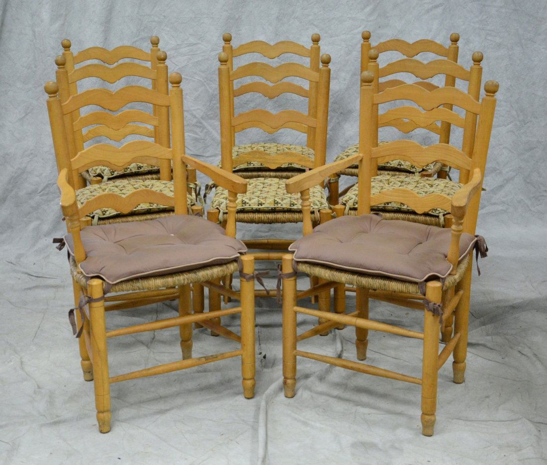 (8) 3 slat ladder back rush seat chairs, 38 1/2" h (1 of 1)
