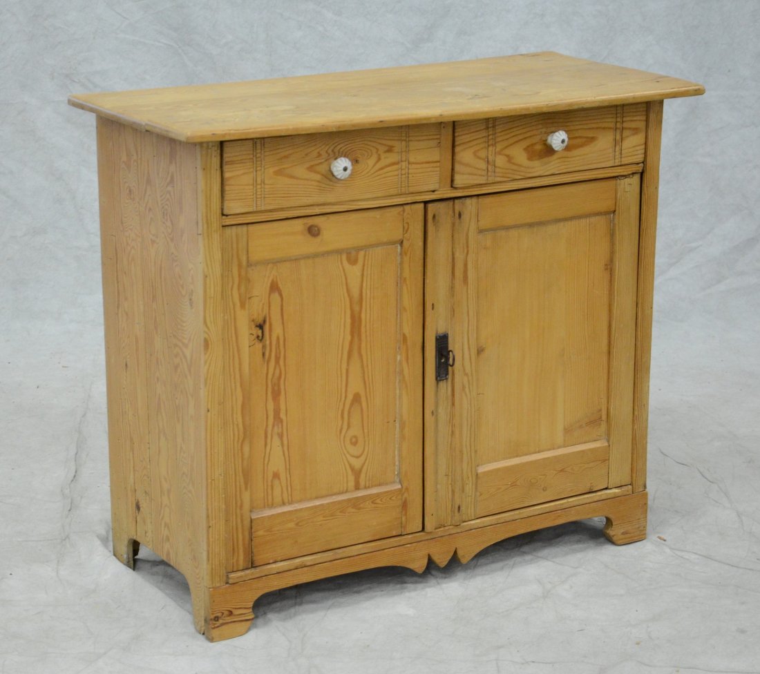 Scrubbed pine server with drawer over 2 doors, 35 1/2" (1 of 3)