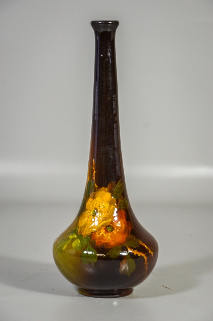 Roseville Rozane standard glaze stick vase, floral (1 of 3)