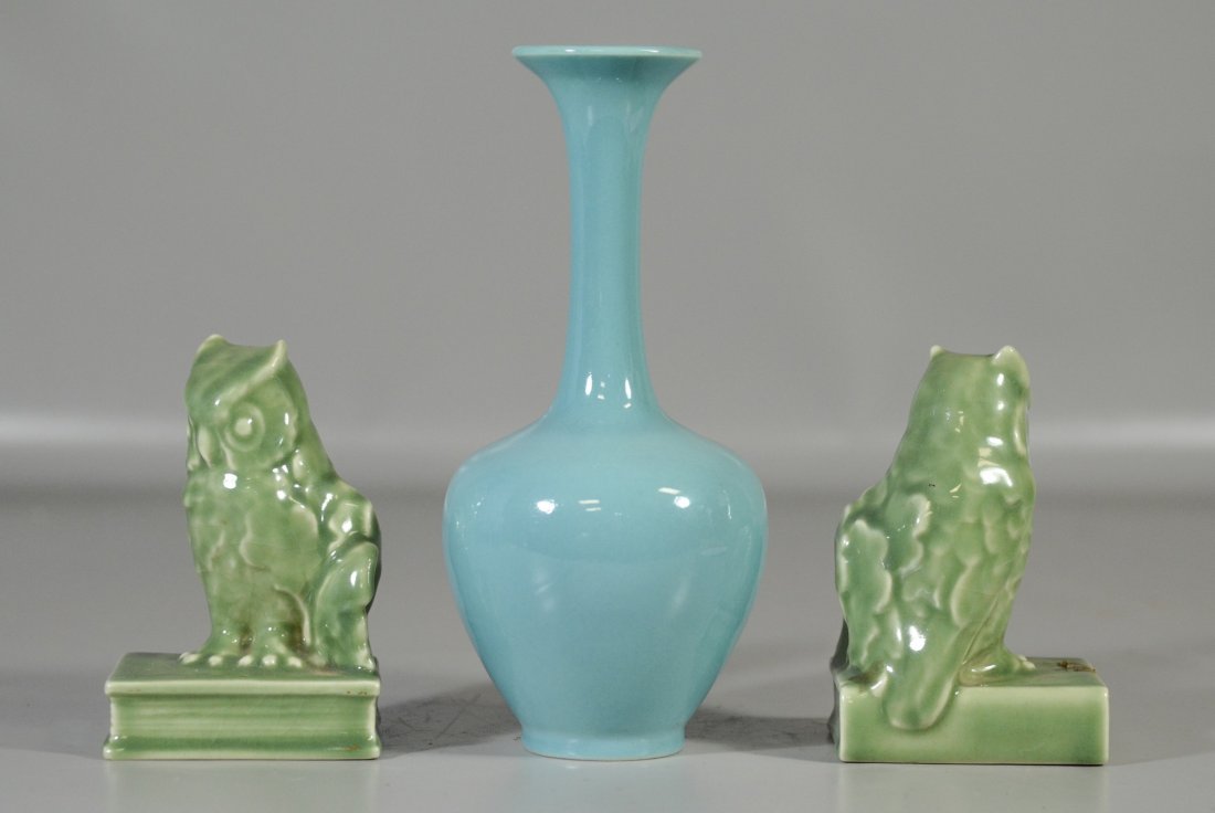 Pr Rookwood standard glaze owl bookends, form 2565, (1 of 7)