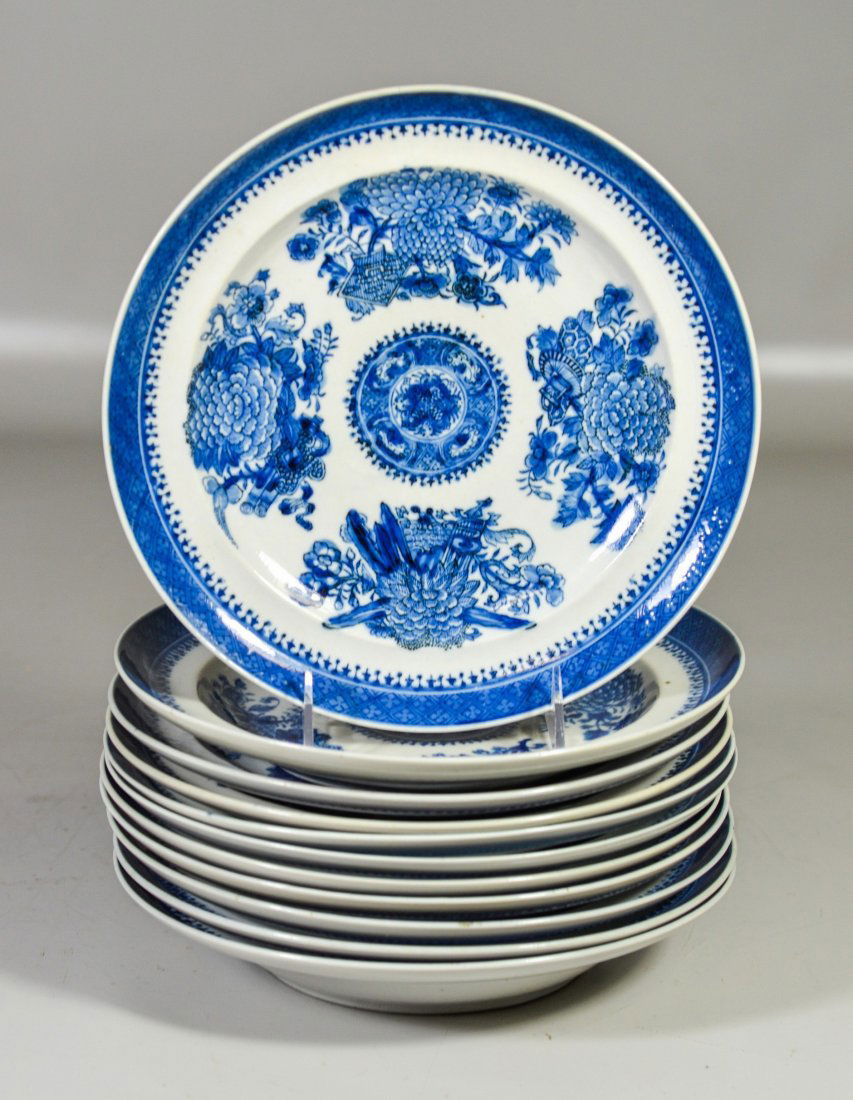 (11) Chinese Export blue & white Fitzhugh pattern (1 of 2)