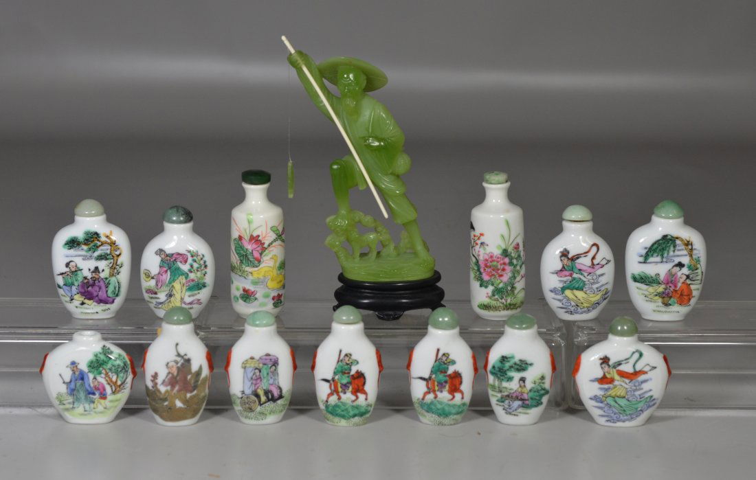 13 Chinese porcelain snuff bottles, together with a (1 of 2)