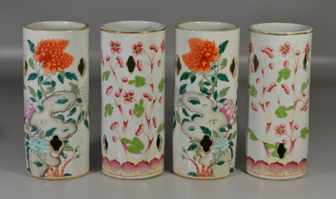 Two pairs of Chinese porcelain hat stands, one pair (1 of 2)