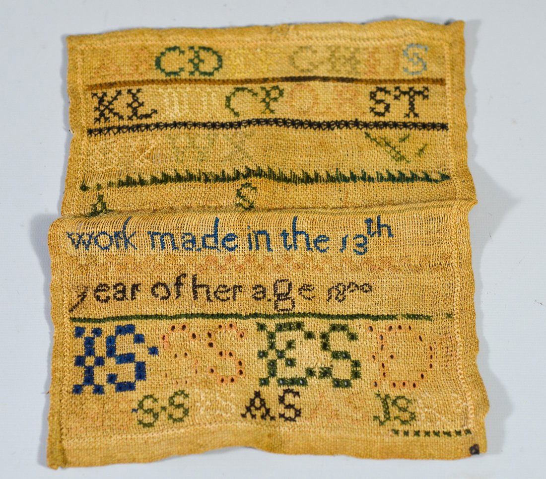 Asenath Smith, needlework sampler dated 1800, "13th (1 of 2)