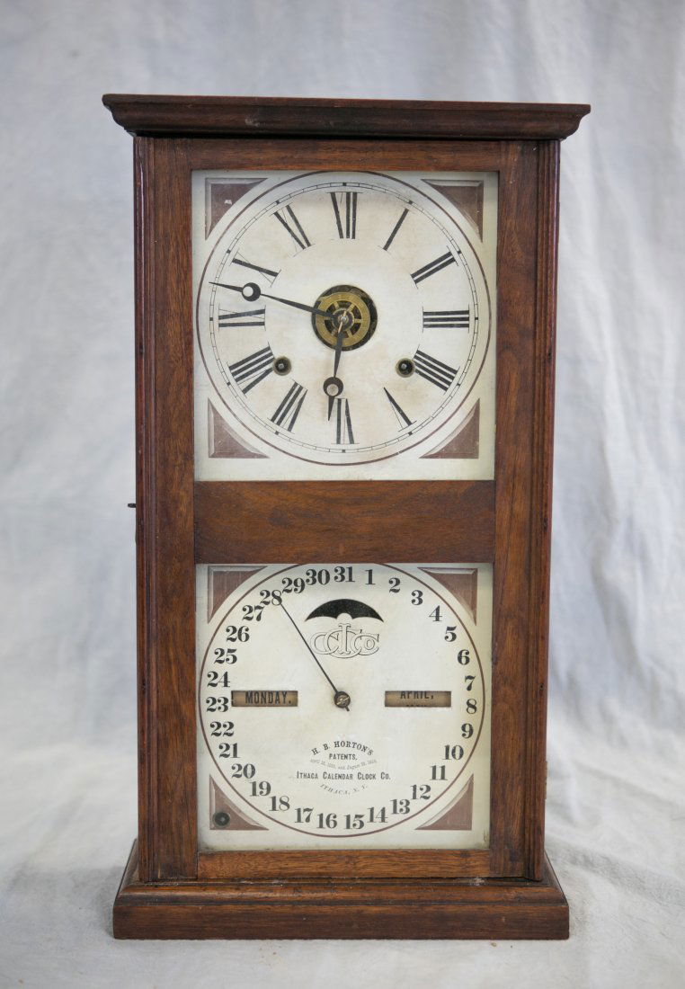 Ithaca Calendar Clock Co double dial Farmers No 10 (1 of 8)