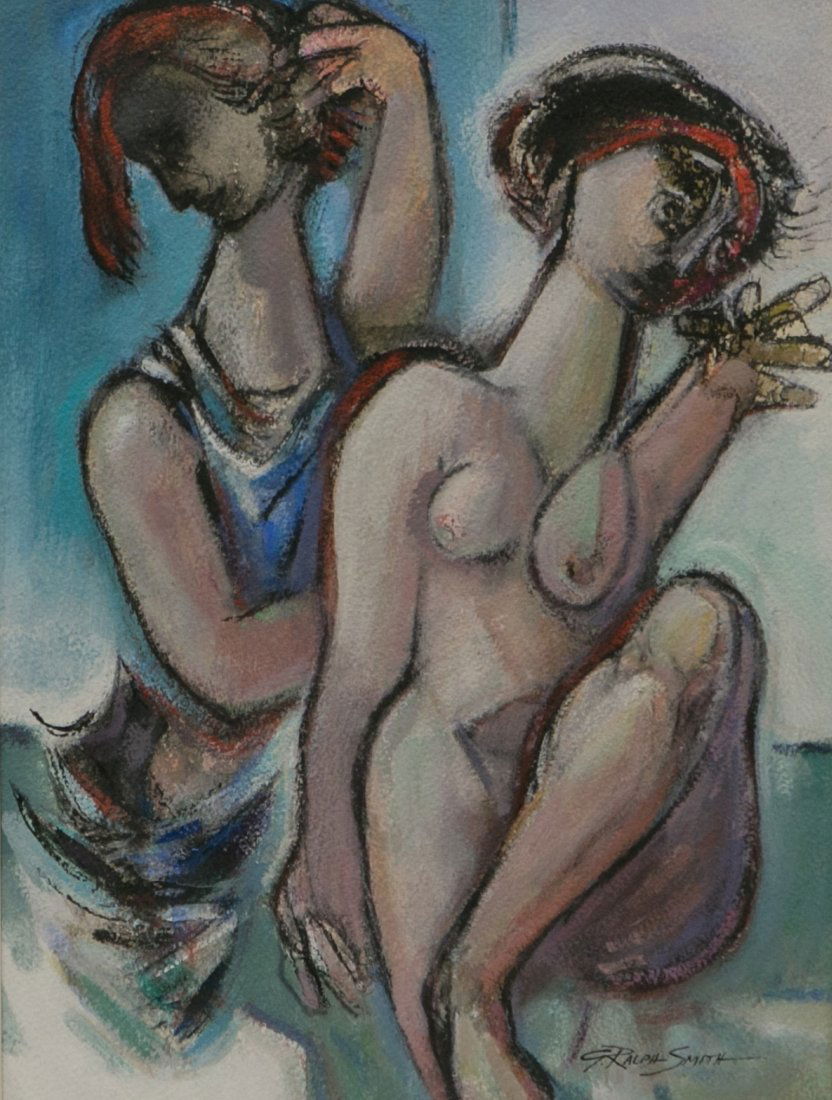 G Ralph Smith, American 20th c, mixed media painting on (1 of 4)