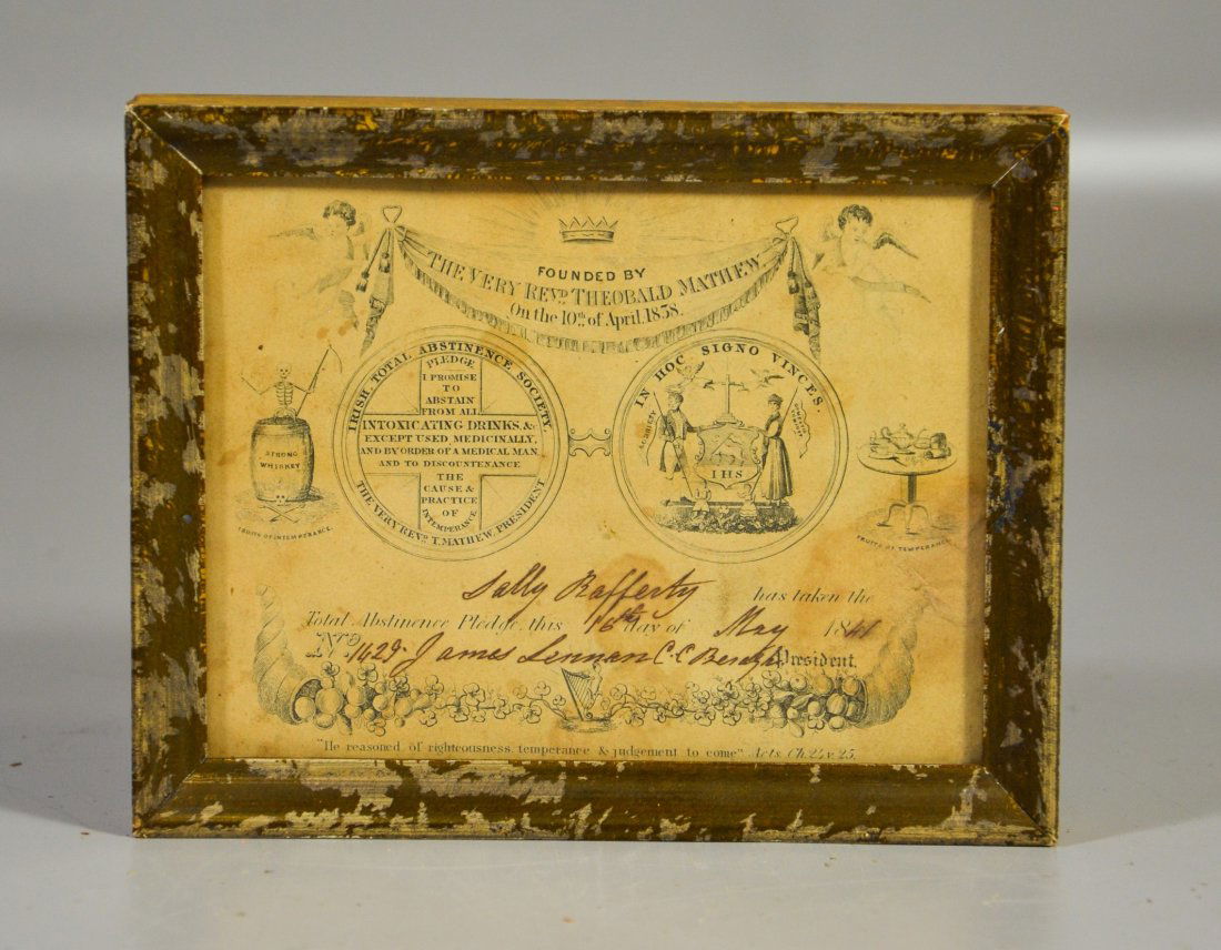 Irish Total Abstinence Society framed certificate, (1 of 3)
