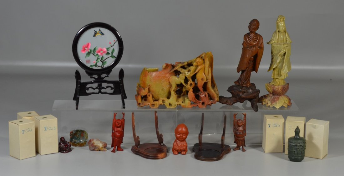 19 Asian pieces to include 7 carved snuff bottles, 3 (1 of 5)