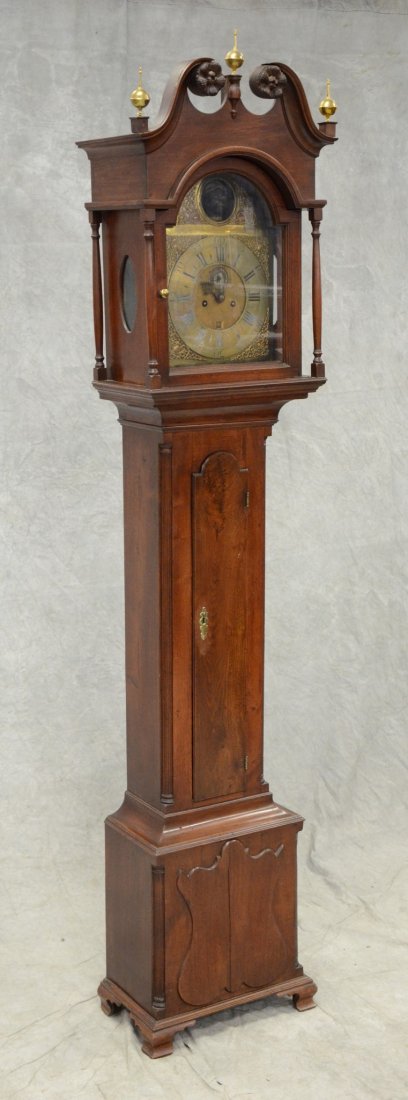 Walnut PA Chippendale tall case clock, containing a (1 of 10)