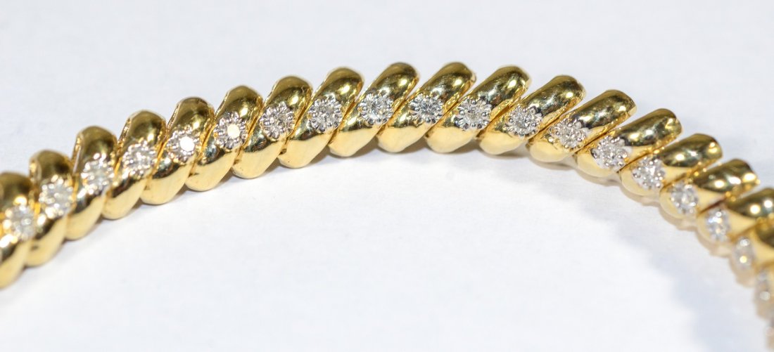 Unm 14K YG diamond serpentine link bracelet (1 of 7)