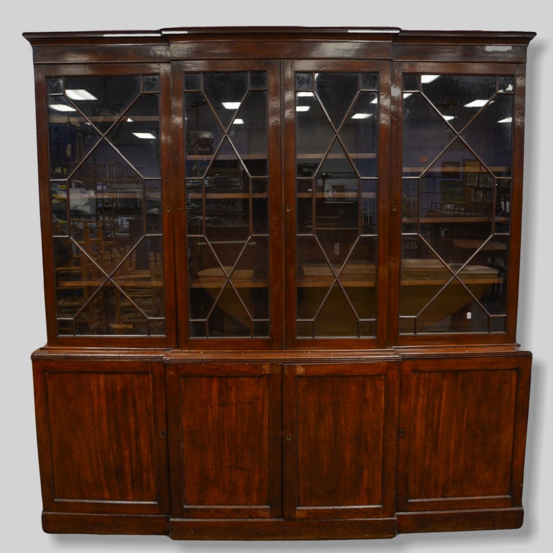 Georgian mahogany 2 pc breakfront, 19th c (1 of 3)