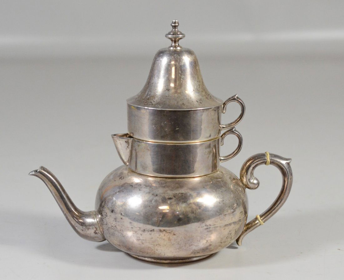 Mexican sterling silver stacking teapot, 26.7 TO (1 of 7)