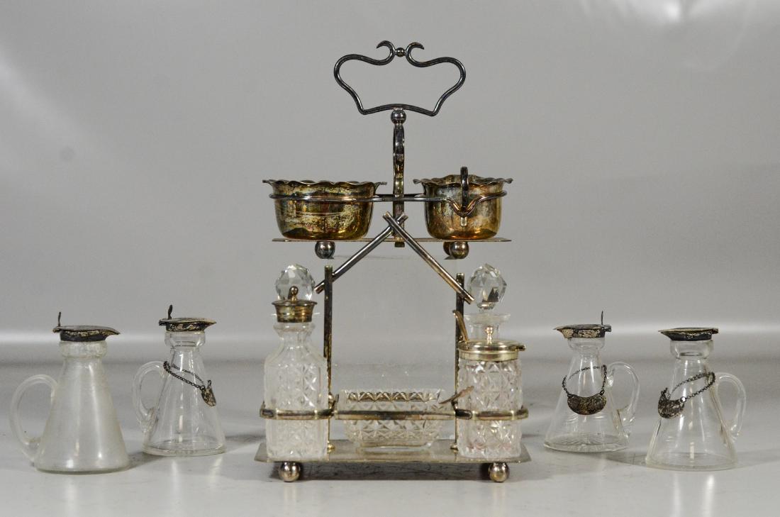 (6) sterling & plated silver items,  plated caster set (1 of 4)