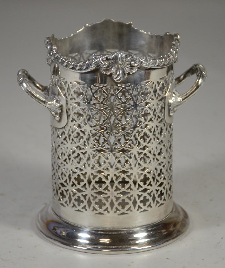 Maple & Co, Ltd, London plated silver pierced bottle (1 of 4)