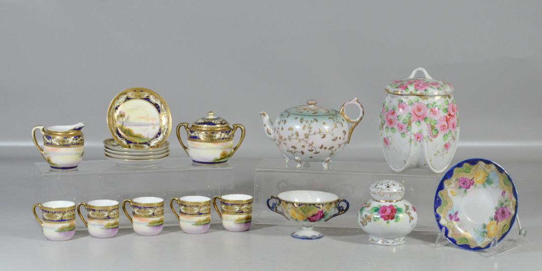 17 Pieces of Japanese painted porcelain to include a (1 of 3)