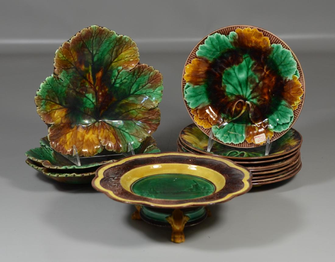 13 Pieces Wedgwood Majolica, to include: 9 plates, 3 (1 of 5)