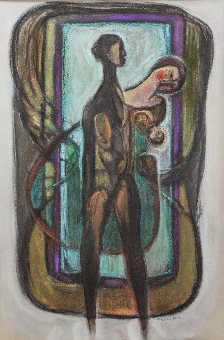 G Ralph Smith, mixed media on paper, female nudes, (1 of 3)