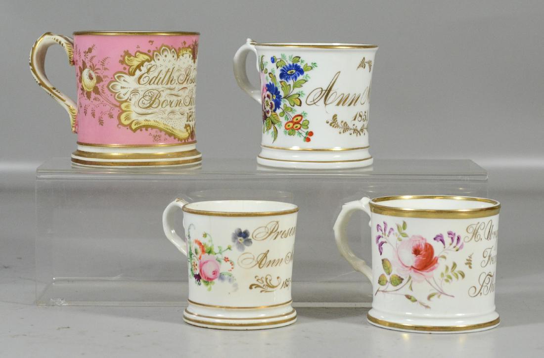 4 English presentation mugs, dated 1854-1857, tallest (1 of 2)