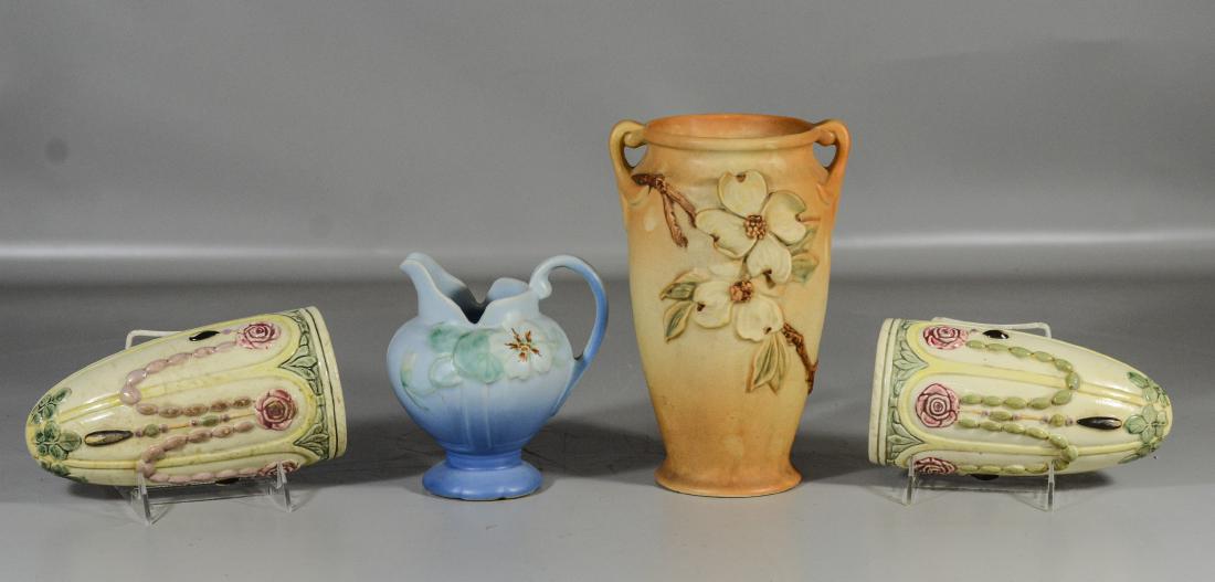 4 Pieces Weller pottery, to include dogwood vase, (1 of 4)