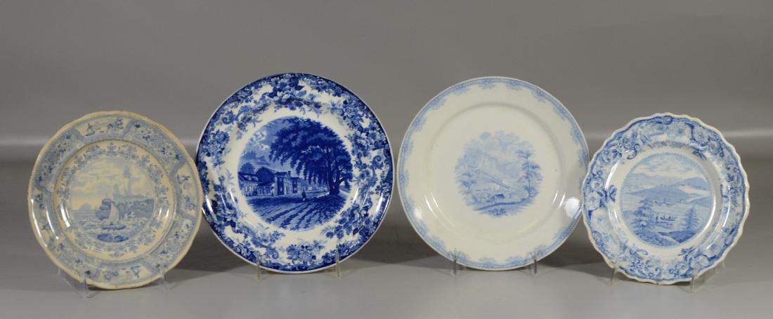 4 Staffordshire plates with American scenes, to (1 of 12)