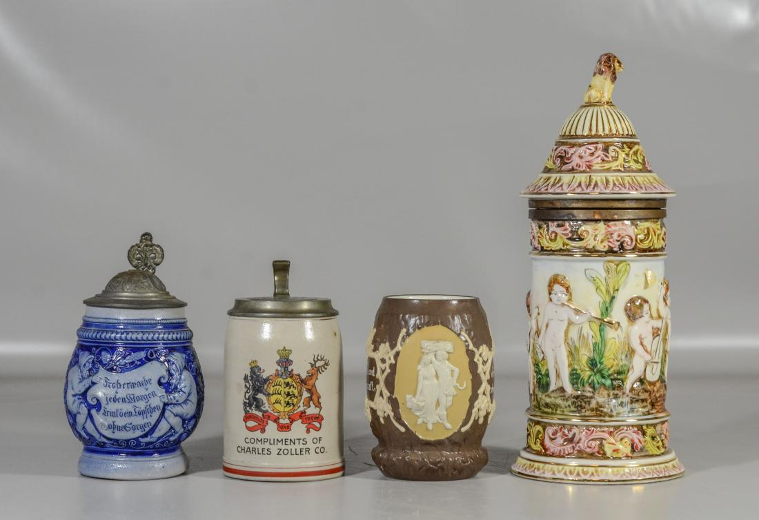 4 Steins, to include: Italian Capodimonte; Charles (1 of 8)