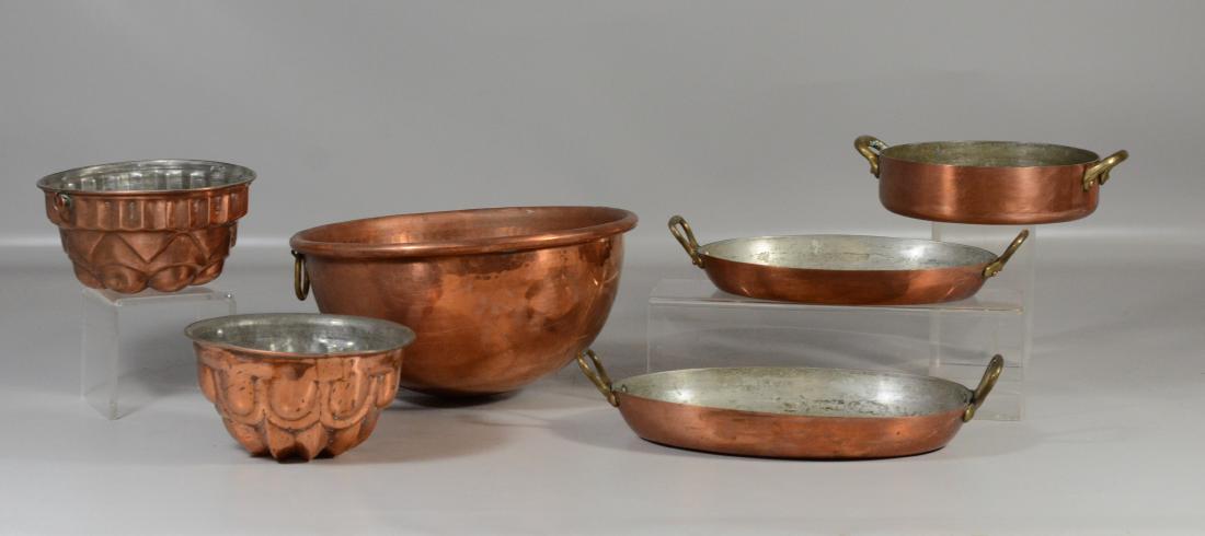 6 pieces of copper cookware to include 1 hammered (1 of 2)