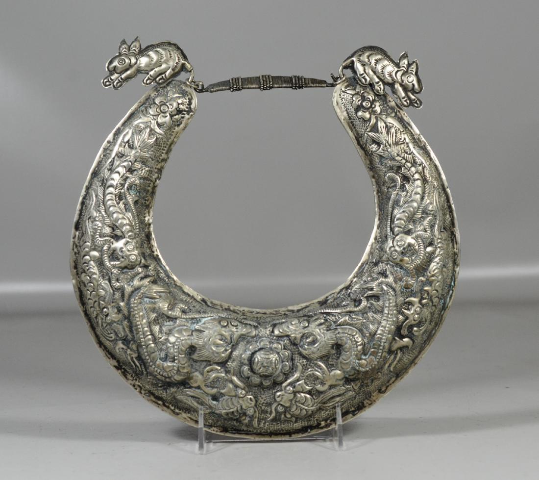 Chinese possibly Miao silver tone necklace with (1 of 5)