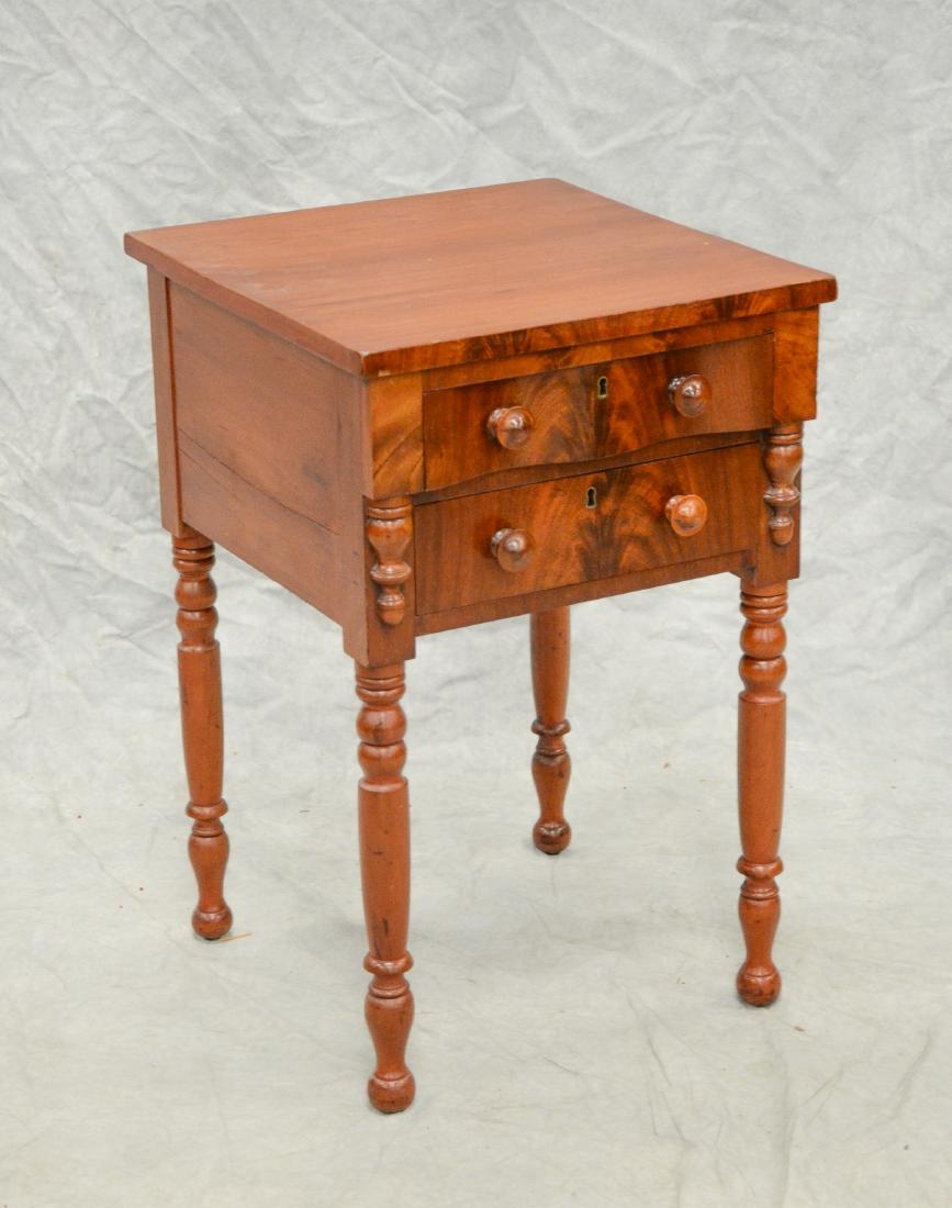 Mahogany Sheraton 2 drawer stand, serpentine front top (1 of 2)