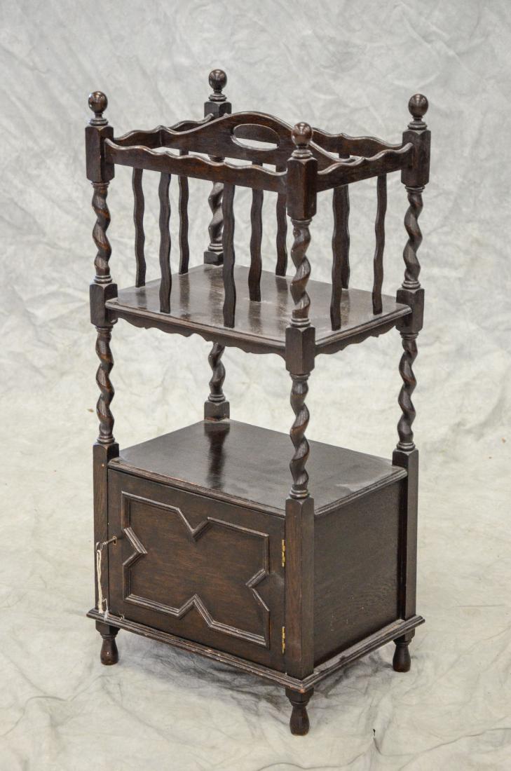 English Oak combination magazine rack and cabinet, (1 of 2)